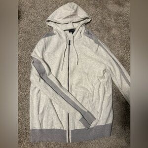 Express Light Gray Zip-Up Hooded Sweater